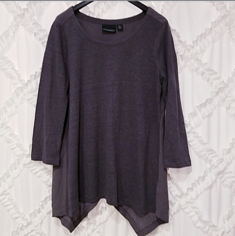 Cynthia Rowley Envelope Hem Grey 3/4 Sleeve Blouse